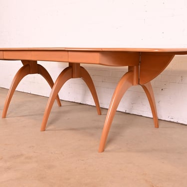 Heywood Wakefield Mid-Century Modern Solid Maple Wishbone Extension Dining Table, Newly Refinished