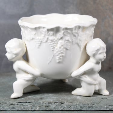 Lefton Vintage Blanc de Chine Angel Trinket Dish | Cherub Trinket Dish | Shabby Chic | Lefton Angel Planter | Bixley Shop 