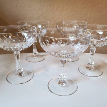 Vintage crystal martini glasses, cocktail and or champagne,1950's 