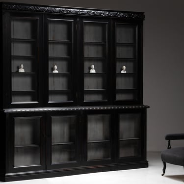 Ebonised Bookcase / Reading Chair in Alpaca by Maharam