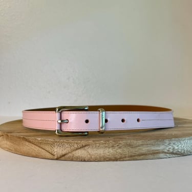 Vintage 90s Amanda Smith Pink Bonded Leather Silver Buckle Belt Size XL 