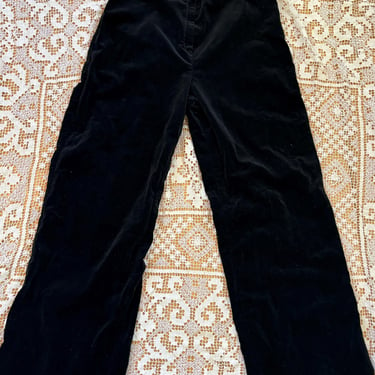 Vintage 70s White Stag Black Velvet Wide Leg Pants High Waisted 28 Waist by TimeBa