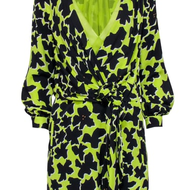 Diane von Furstenberg - Green &amp; Black Long Sleeve Wrap Dress Sz 4