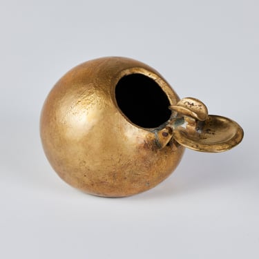 Patinated Bronze Spherical Ashtray with Flip-Top Lid 