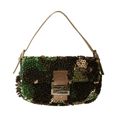 Fendi Green Camo Sequin Baguette Bag