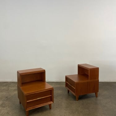 Two tier mid century nightstands - pair 