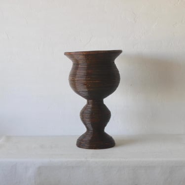 Vintage Bamboo Pencil Reed Bohemian Boho Chic Pedestal Plant Stand Mid Century 