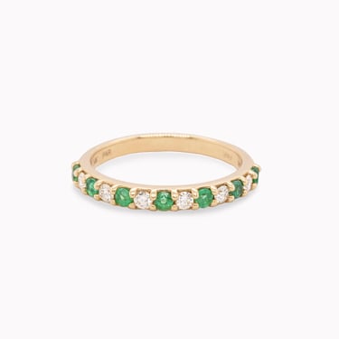 Emerald &amp; Diamond Stack Ring
