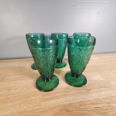 Set of 5 Indiana Glass Spruce Green Tiara Glasses 