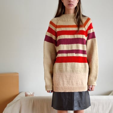 handknit striped 70s sporty pullover 