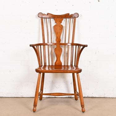 Stickley Solid Cherry Wood Spindle Back Windsor Armchair, 1960