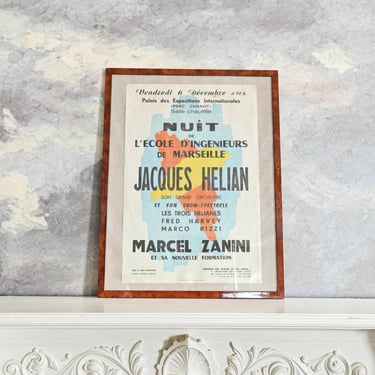 midcentury French framed concert promotional poster