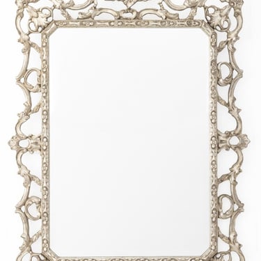 Rococo Style Silvered Wood Framed Mirror