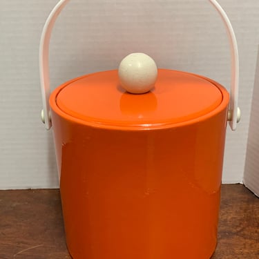 Mid Century Orange Vinyl Ice Bucket 