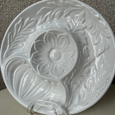 Vintage large artichoke ceramic shite plate 3 divided areas by Geary’s Beverly Hills 