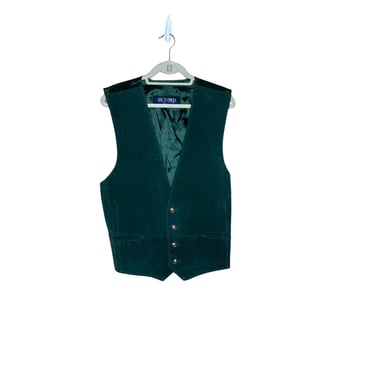 Vintage 90's Beyond Leather Green Suede Vest, Size M 