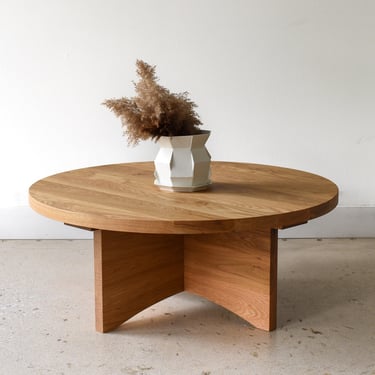 Sculptural Round Wood Coffee Table 