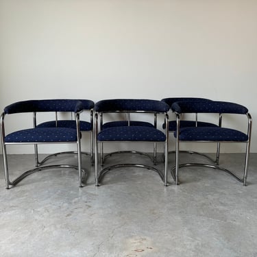 Mid-century Anton Lorenz for Thonet - Style  Chrome Dining Chairs - Set of 6 