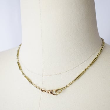 Antique Art Deco Gold-fill Fob Chain Necklace 