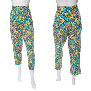 1960's Blue and Green Floral Print Pant Size 30