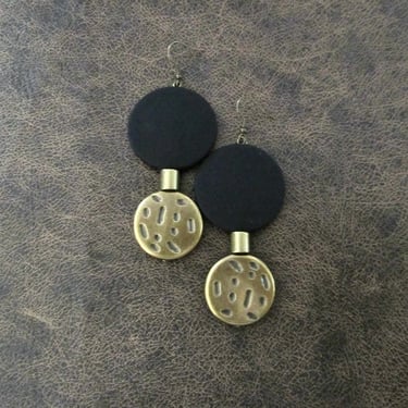 Black and bronze mid century modern earrings 