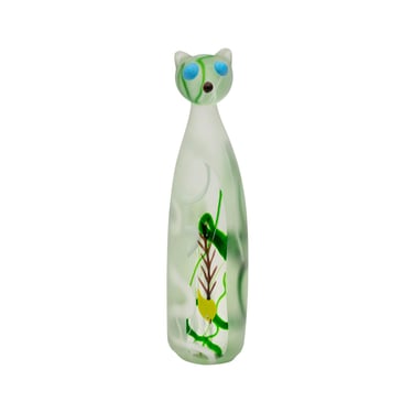 Anzolo Fuga Exquisite Hand-Blown Glass Cat with Fish Bones Inside 1950s