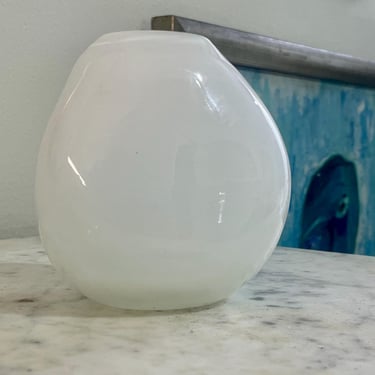 Abstract White Art Glass Vase | Hand Blown Postmodern Bud Vase | Minimalist Organic Design 