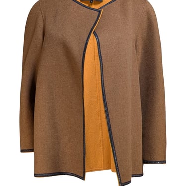 Lafayette 148 - Tan Wool Blend Open Front Jacket Sz L
