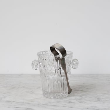 Cut Glass Ice Bucket with  Ercuis Silver Tongs