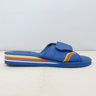 Vintage 70s Rainbow Flip Flop Slippers Size 9 