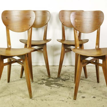 Set of Vintage European 1950s Mid Century Wooden Dining Chairs