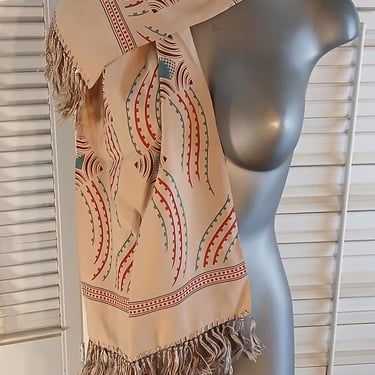 Vintage 30s/40s Fringed Scarf / Ascot / Deco / Rare / Opera Scarf 