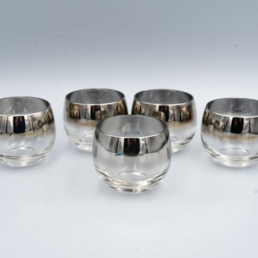 Vitreon Queen's Lusterware Small Roly Poly Glasses | Vintage Mid-century Cocktail Barware 