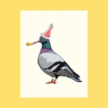 Party Pigeon Birthday Greeting Card