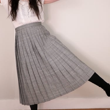 1980s Mid-Calf Skirt/ Vintage Plaid Skirt/ Eighties Accordion Pleated Skirt/ Made in U.S.A/ 30 inch Waist 