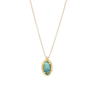 One-of-a-Kind Opal Doublet Oval Necklace - Solid 18K