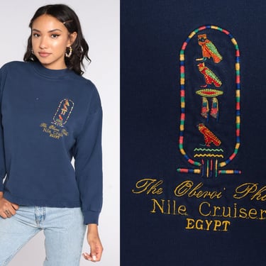 Egypt Sweatshirt 90s Nile Cruiser Sweatshirt Graphic Sweatshirt Cruise Ship Shirt Jumper 1990s Travel Souvenir Sweatshirt Vintage Blue Large 