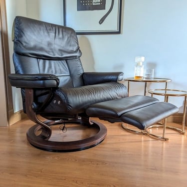 Electric Ekornes Stressless Black Paloma Large Leather Lounge Chair Recliner