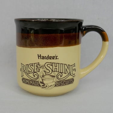 1989 Hardee's Coffee Cup - Brown Rise and Shine Homemade Biscuits - Restaurant Advertising Collectible - Vintage 1980s Mug 