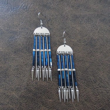 Blue hematite and silver chandelier earrings 2 