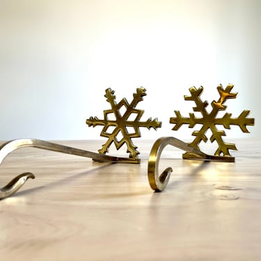Vintage Solid Brass Snowflake Stocking Holders, Your Choice of One 