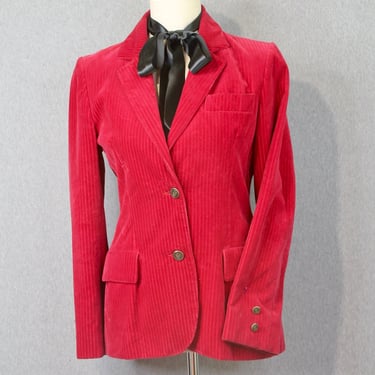 1970s 1980s Red Corduroy Blazer - Pierre Cardin - Corduroy Jacket - Business Casual - Size 8 