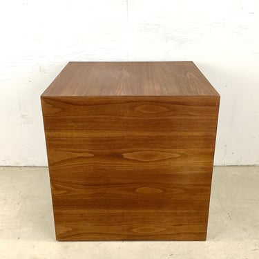 Mid-Century Modern Walnut Cube End Table 