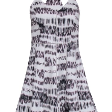 Parker - White &amp; Grey Print Sleeveless Dress Sz S