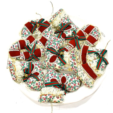 VINTAGE: 8 Mixed Fabric Ornaments - Pillow Ornaments - Christmas - Holidays - Gift - Handmade - SKU Tub-393-00017667 