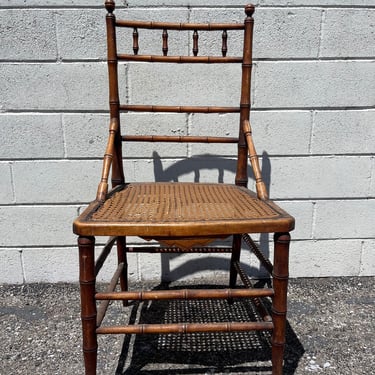 Antique Cane Chair R J Horner Style Bamboo Cane Style Rustic Primitive Rattan Seating Chinoiserie Wood Boho Chiavari Custom Paint Avail 