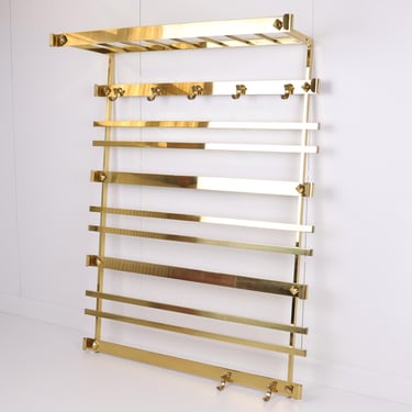 Luxury Gold Wall-Mounted Coat Rack | Vintage Hallway Organizer | Modern Entryway Storage Solution Stylish Metal Hanger with Hooks and Shelf 