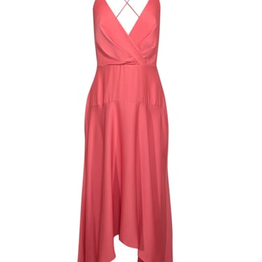 BCBG Max Azria - Coral Pink Cross Back High-Low Formal Dress Sz 8