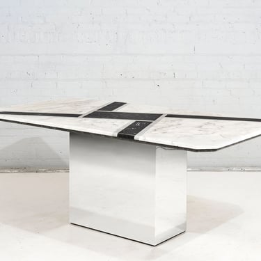 Graphic Marble Dining Table on Chrome Base, 1970