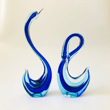 Large Murano Glass Swans - Set of 2 